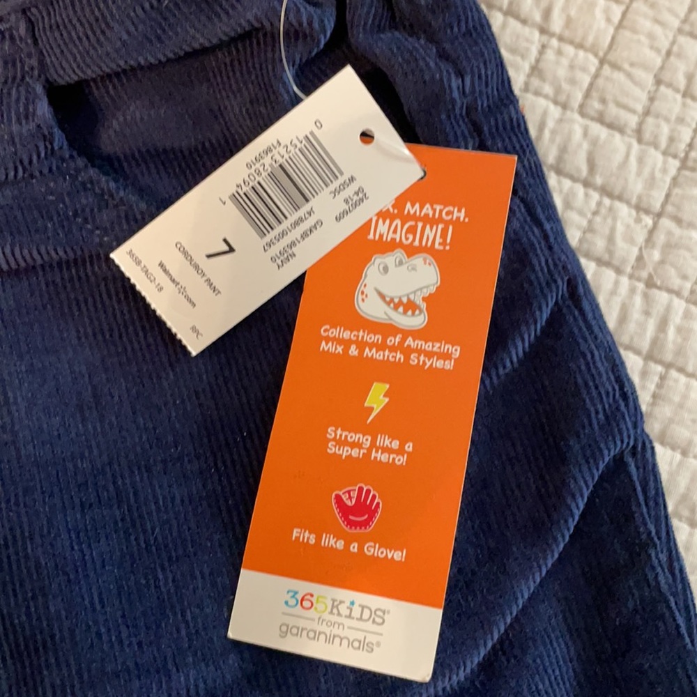 NEW 365Kids boys corduroy pants size 7. - Picture 2 of 4